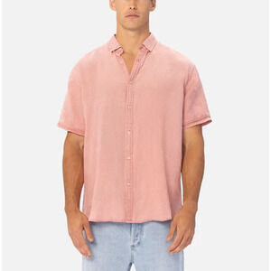 INDUSTRIE Australia Tennyson Linen Short Sleeve Shirt Washed Rose Large A004600